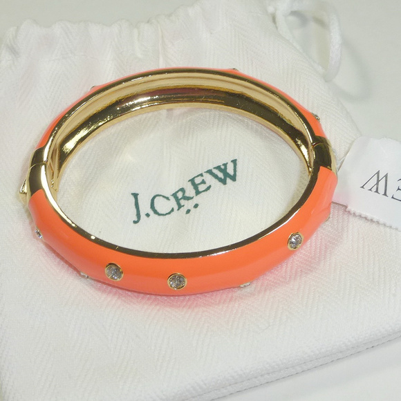 J. Crew Jewelry - J CREW Neon Orange Crystal Bangle Bracelet